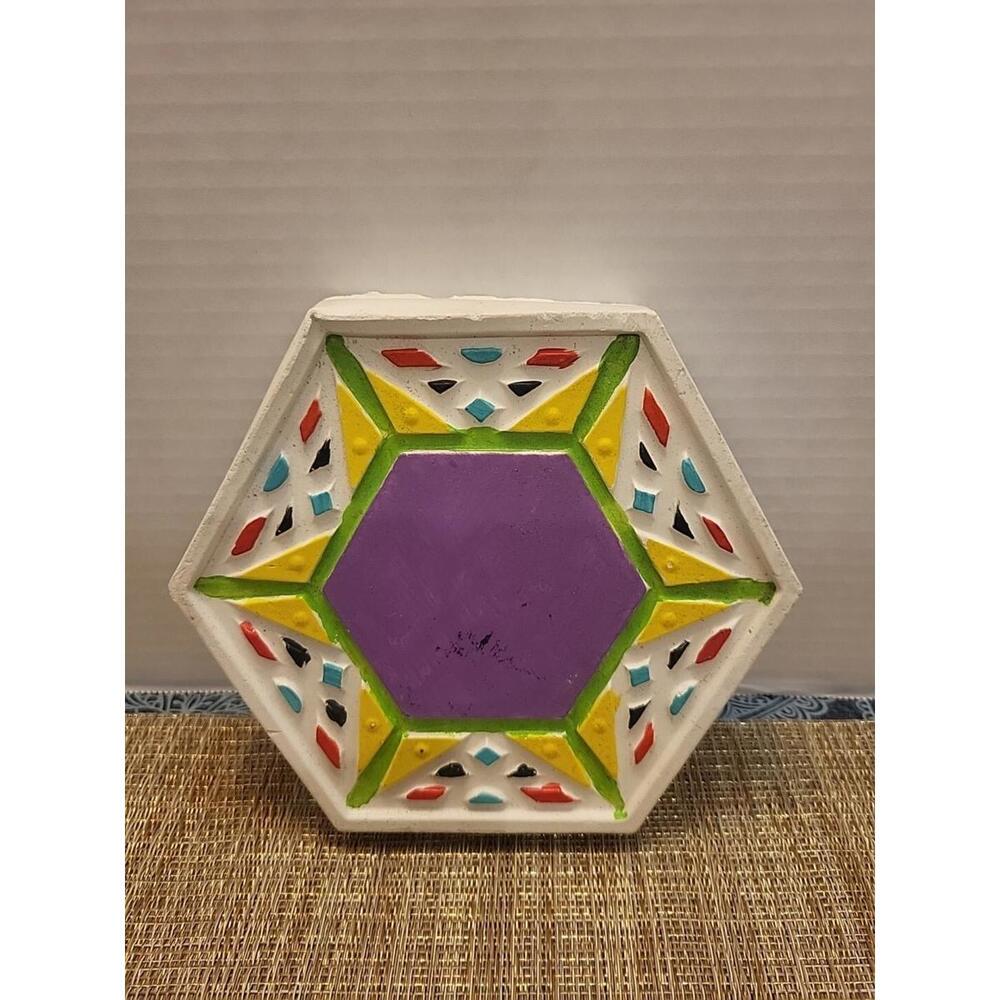 Handmade Hand Painted Coloful Hexagon Trivet